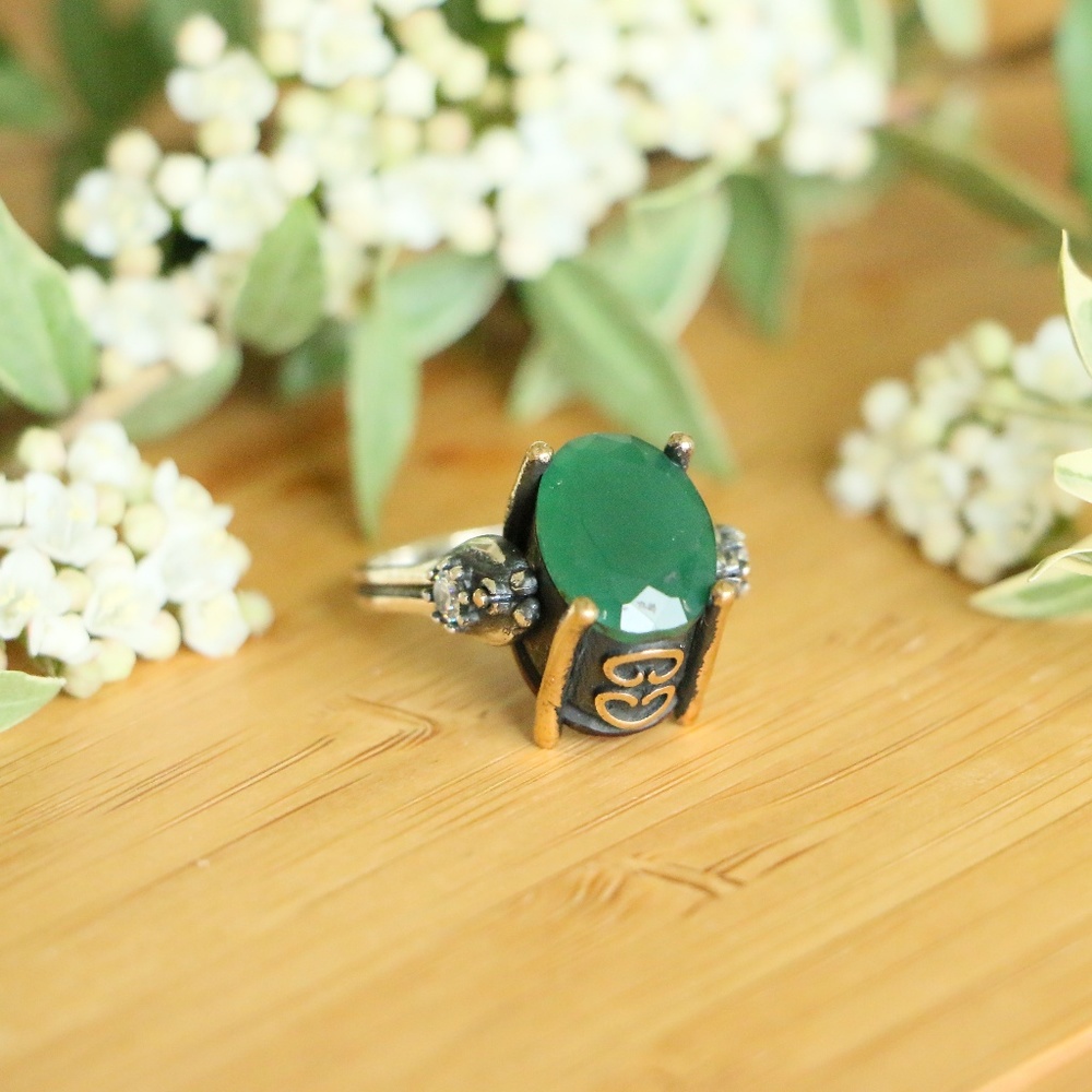 Sterling Silver Jade Stones Revers Rings - Picture 2 of 8